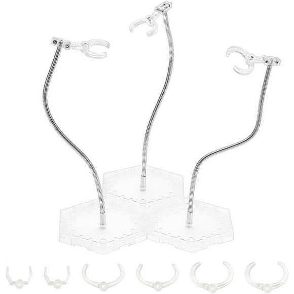 Soporte transparente para figuras de acción, 3 piezas, base para exhibición de figuras de acción con 12 clips de cintura ajustables, compatible con HG, RG, BB, Gundam Toy, soporte transparente para