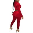 thumbnail image 3 of Puntoco Conjunto de pantalones y manga larga para mujer, elegante, informal, con cuello en V y bolsillo, Color sólido, liquidación Puntoco Puntoco-4855, 3 of 7