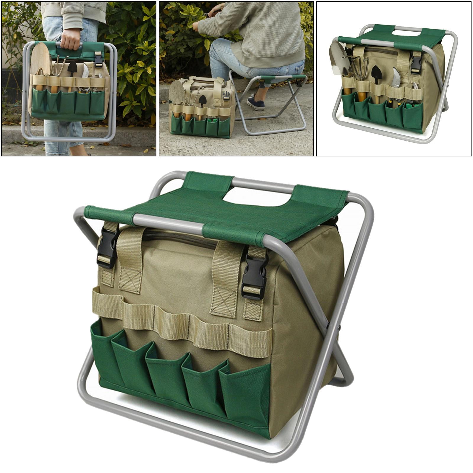 Fzaqwen Garden Kneeler and Seat with Tool Pouches, 2-in-1 Foldable Garden Bench Garden Stools, Portable Garden Kneeling Pad