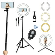 Angle View: PULUOMIS 10.2"Selfie Ring Light with Adjustable Tripod Stand,3 Modes 10 Brightness Levels,LED Ring Light with Phone Holder for Vlogs, Live Stream,Self-Portrait Shooting