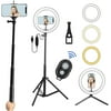 ELECWISH 10.2"Selfie Ring Light with Adjustable Tripod Stand,3 Modes 10 Brightness Levels,LED Ring Light with Phone Holder for Vlogs, Live Stream,Self-Portrait Shooting