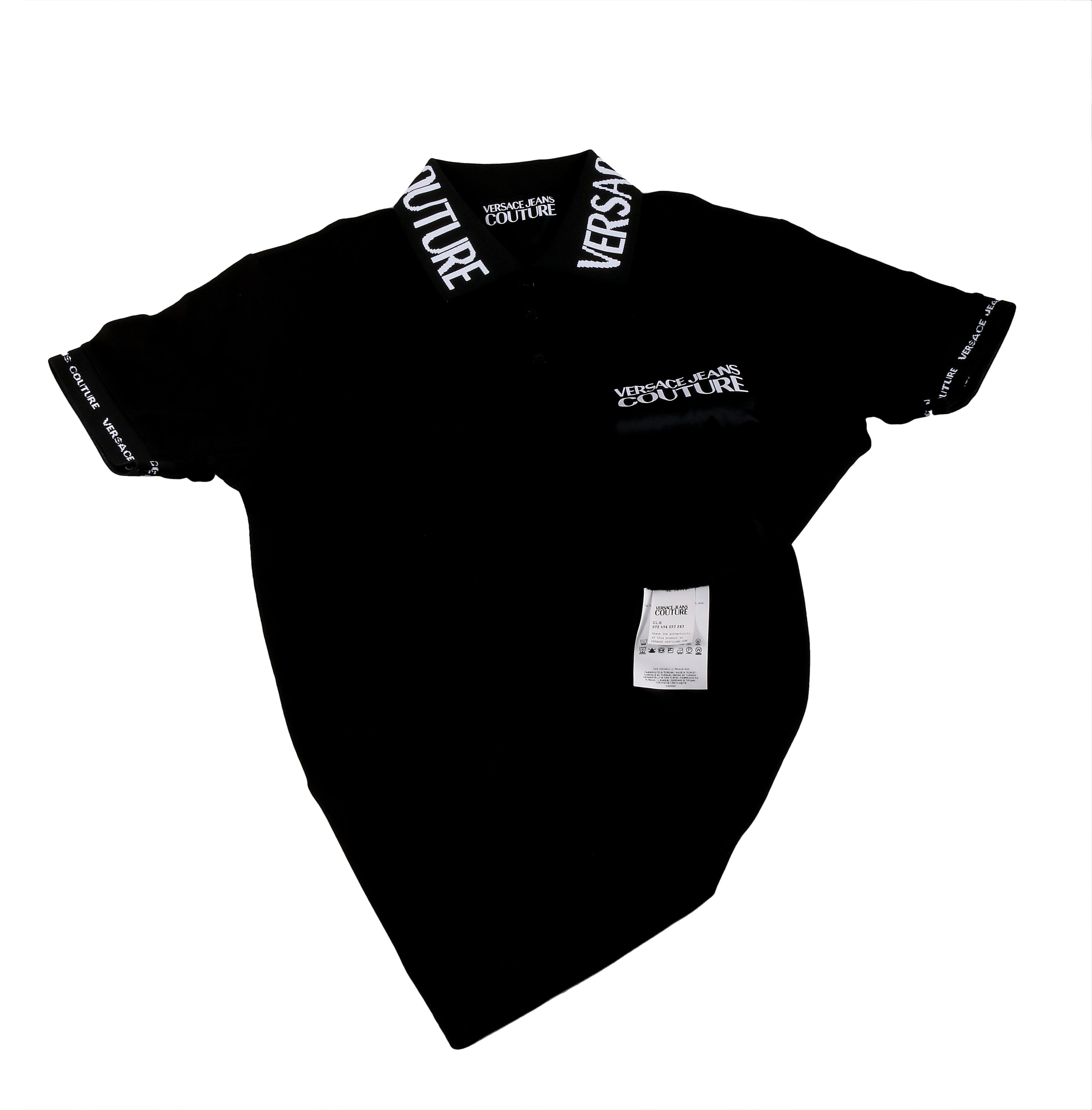 Versace Jeans Couture White Cotton Macro Logo Pique Polo Shirt for Mens