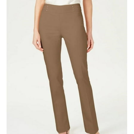 JM Collection Studded Pull On Tummy Control Pants Regular Short Lengths Espresso Roast S Short