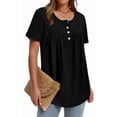 thumbnail image 3 of Ronuti Women's Summer Button-Down Tunic Top - Adjustable Neckline Short Sleeve Shirt for Beach & Office (M-3XL), 3 of 5