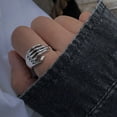 thumbnail image 4 of Cheer US Women Stainless Steel Ring Band Silver Tone Black Skull Hand Bone, 4 of 8