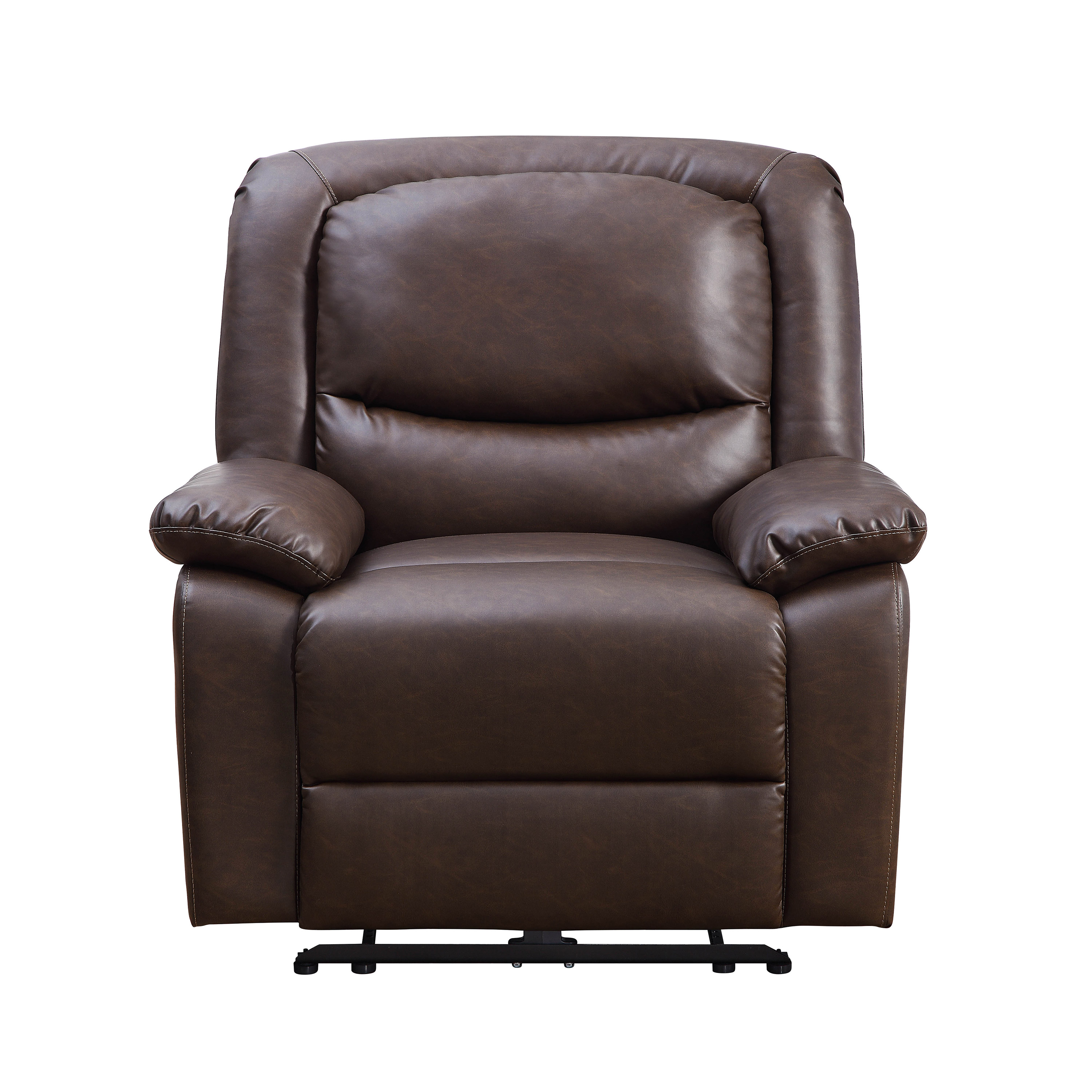 Serta Push-Button Power Recliner with Deep Body Cushions, Brown Faux Leather Upholstery - image 7 of 9