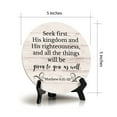 thumbnail image 4 of Round The Lord Is Good, A Refuge In Times Of Trouble. Nahum 1:7 Blue Wood Color Circle Table Sign (5x5"), 4 of 4