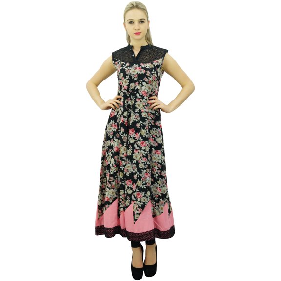 Phagun Womens Designer Black Anarkali Kurta Floral Style Kurti Indian Dress-18