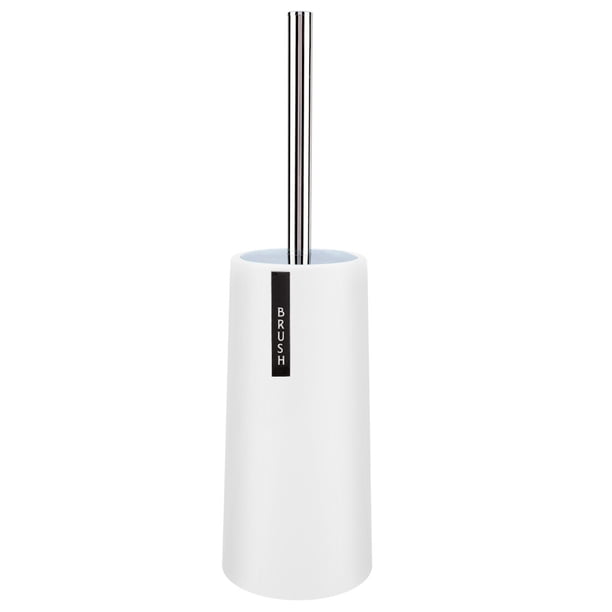 Cepillo de baño con soporte de acero inoxidable resistente, mango mejorado, juego de limpieza y fregado (blanco)