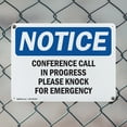 thumbnail image 5 of (2 Pack) Conference Call In Progress Please Knock OSHA Notice Sign 14 Inch X 10 Inch Indoor / Outdoor Rust-Free Aluminum Metal Signs for Workplace, Workshop, and Construction Site, Made, 5 of 8