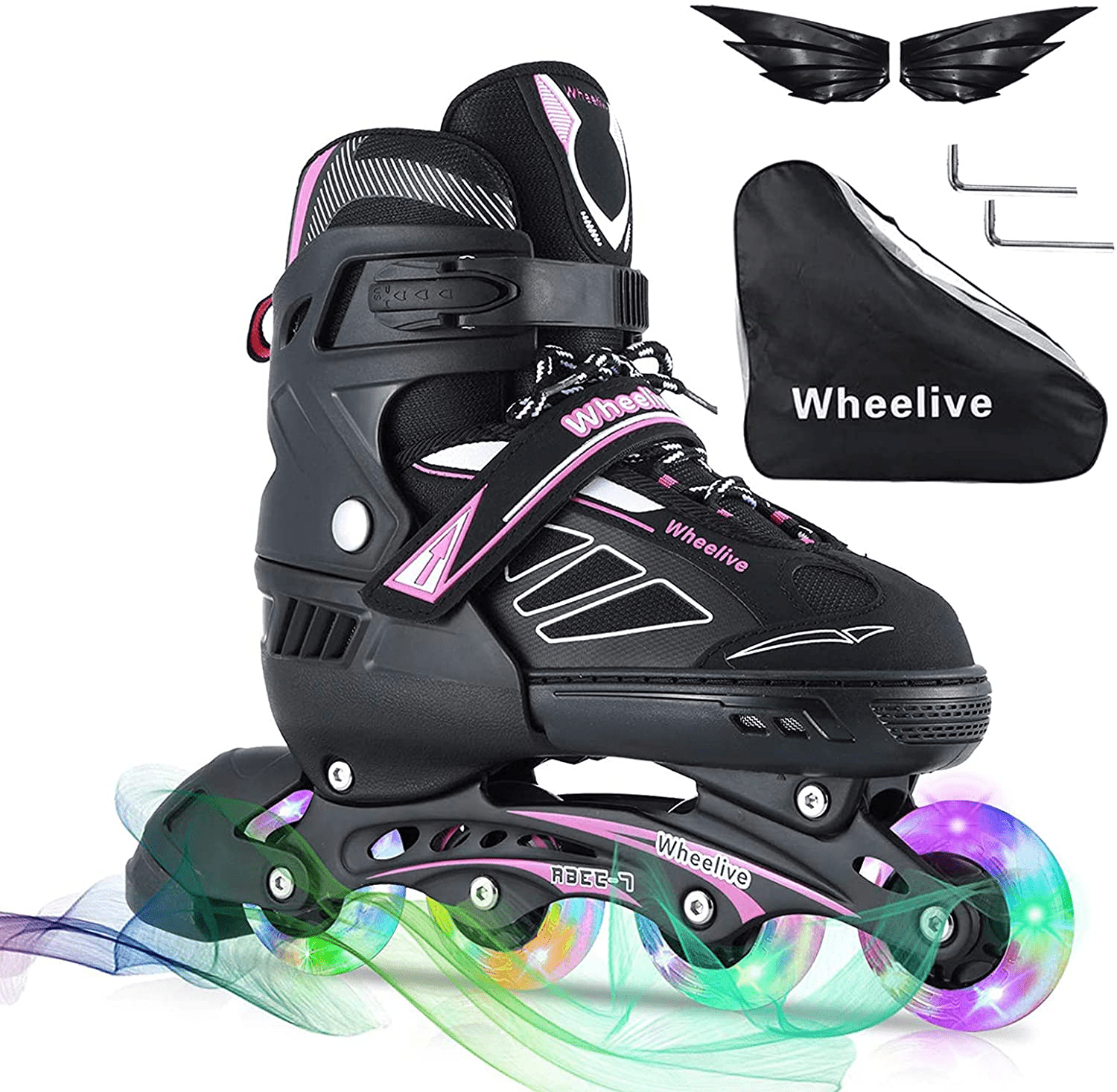 Details about   Roller Skating Adjustable Inline Skates with Illuminating Wheels Unisex S/M/L US 