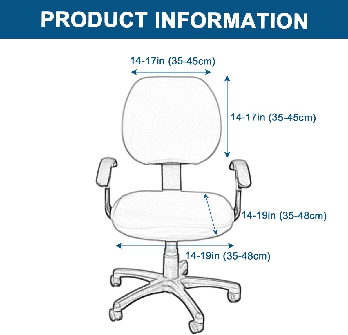 Office Chair Cover 2 Piece Stretchable Computer Office Chair Covers Universal Chair Seat Covers Stretch Rotating Chair Slipcovers Washable Spandex Desk Chair Cover Protectors - image 3 of 7