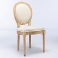thumbnail image 3 of GAKMCIL Fabric Dining Chair, Upholstered Dining Room Chairs, Exquisitely Carved French Solid Wood Frame, Density Foam, Steel Spring Lining, Weight Capacity:300lb, Beige (Set of 2), 3 of 15
