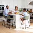 thumbnail image 4 of FIRAVOE Counter Height Bar Stools Set of 3 (Low Back) (26 Inch) Leather Modern Barstools Counter Stools Bar Chairs Green Bar Stools for Kitchen Island, 4 of 12