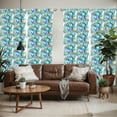 thumbnail image 2 of Ambesonne Palm Leaf Window Curtains, Abstract Nature Dream, Each 28" W x 84" L, Blue Mint Green Orange, 2 of 5