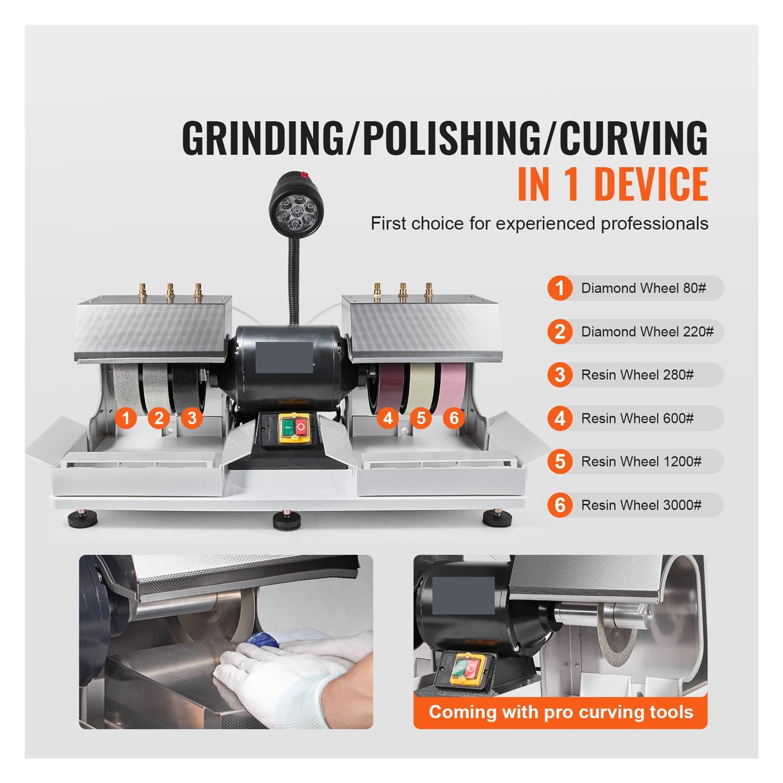 Cabbing Machine 6" 2 1800rpm Efficient Lapidary Rock Grinder, Polisher With Lamp & Water Pump For Jade Stone ,Powerhouse Performance