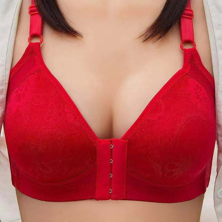 MRULIC bras for women OnePiece Underwear Wire Bra Underwear Bra Women's Red  + XL 
