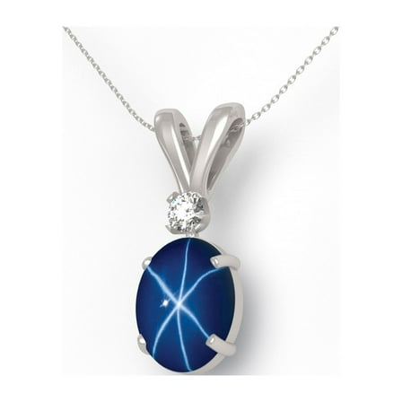 Cornflower Blue Star Sapphire Necklace Sterling Silver 925