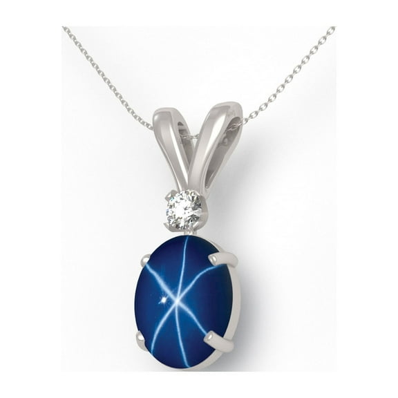 Cornflower Blue Star Sapphire Necklace Sterling Silver 925