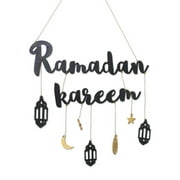 Ame Eid Mubarak Ramadan Kareen Decor Moon And Star Alphabet Pendant Wooden Craft For Home Door Hanging Decor