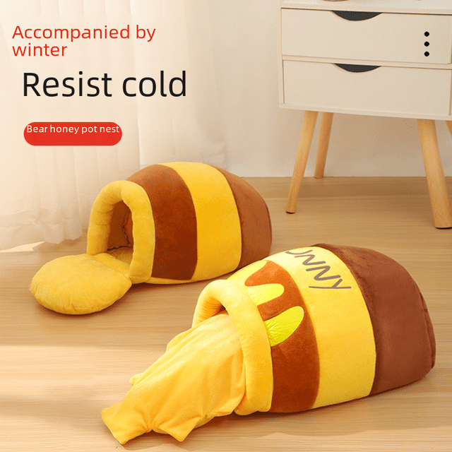 Nido para gatos Honey Pot cálido, suave y cómodo en otoño e invierno, nido profundo para dormir para gatos y perros, desmontable y lavable con acolchado grueso en el interior