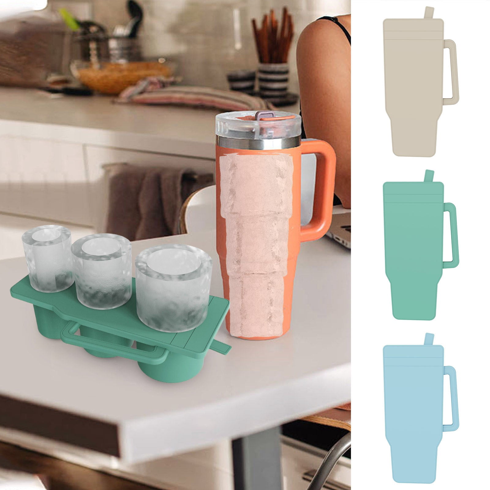 Tray For 40 Oz Tumbler Cup Silicone With Lid And For Drinks Coffee Easy Fill And Release Ice Maker round Ice Packs for Ice Trays Large Silicone Shoulder Sphere Sour Glasses Ice Cubes Reusable Metal