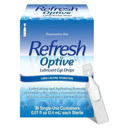 Refresh Optive Preservative-Free Artificial Tears Lubricant Eye Drops, 0.4 ml, 30 Count