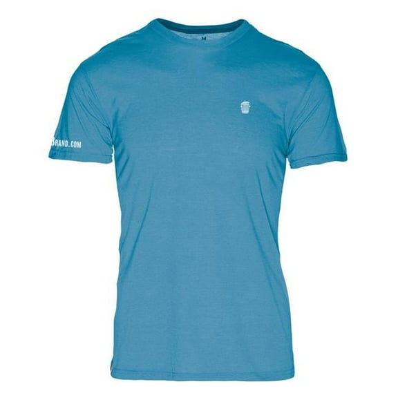 RecyclenBrand RM101AW-L Triblend Crew T-Shirt for Mens, Aqua with White Logo - Large