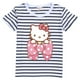 thumbnail image 5 of Hello Kitty moda para chicas de algodón a rayas de manga corta Camiseta niños verano Casual dibujos animados impreso Tops ropa para niños, 5 of 5
