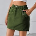 thumbnail image 7 of Amvlyk Cargo Skirts for Women Solid Color Elastic Waist Drawstring Denim Skirt Summer Cool Trendy Jean Skirt with Pockets Button Down Fashion Mini Skirt for Date Going Out Party Walking Work, 7 of 7