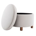 thumbnail image 2 of Wovenbyrd Large Round Storage Ottoman, Lift Off Lid - Cream Polyester, 2 of 5