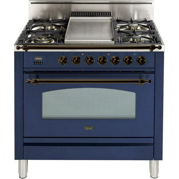 Ilve UPN90FDVGGBLY Nostalgie Series 36 Inch Gas Convection Freestanding