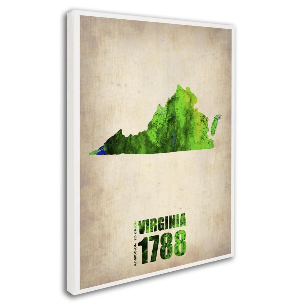 Trademark Fine Art "Virginia Watercolor Map" Canvas Art by Naxart
