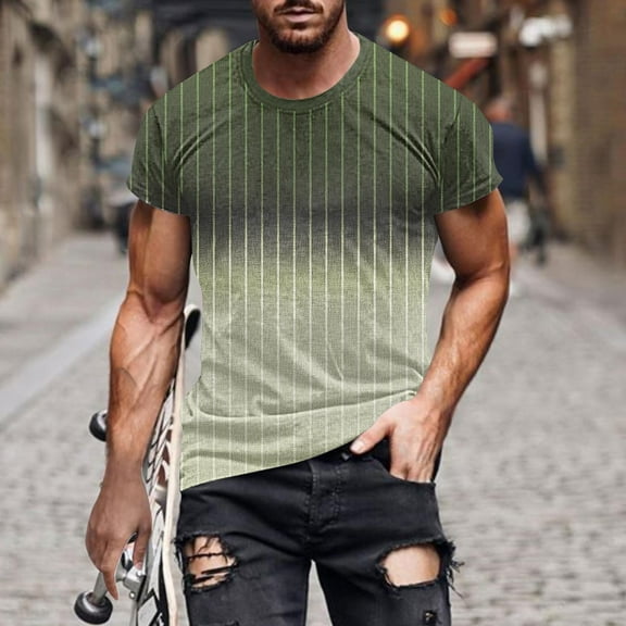 WAENQINLA Mens Gradient Muscle Shirts Causal Loose Short Sleeve Crewneck Tshirt Outdoor Athletic Workout Tees Tops for Hiking