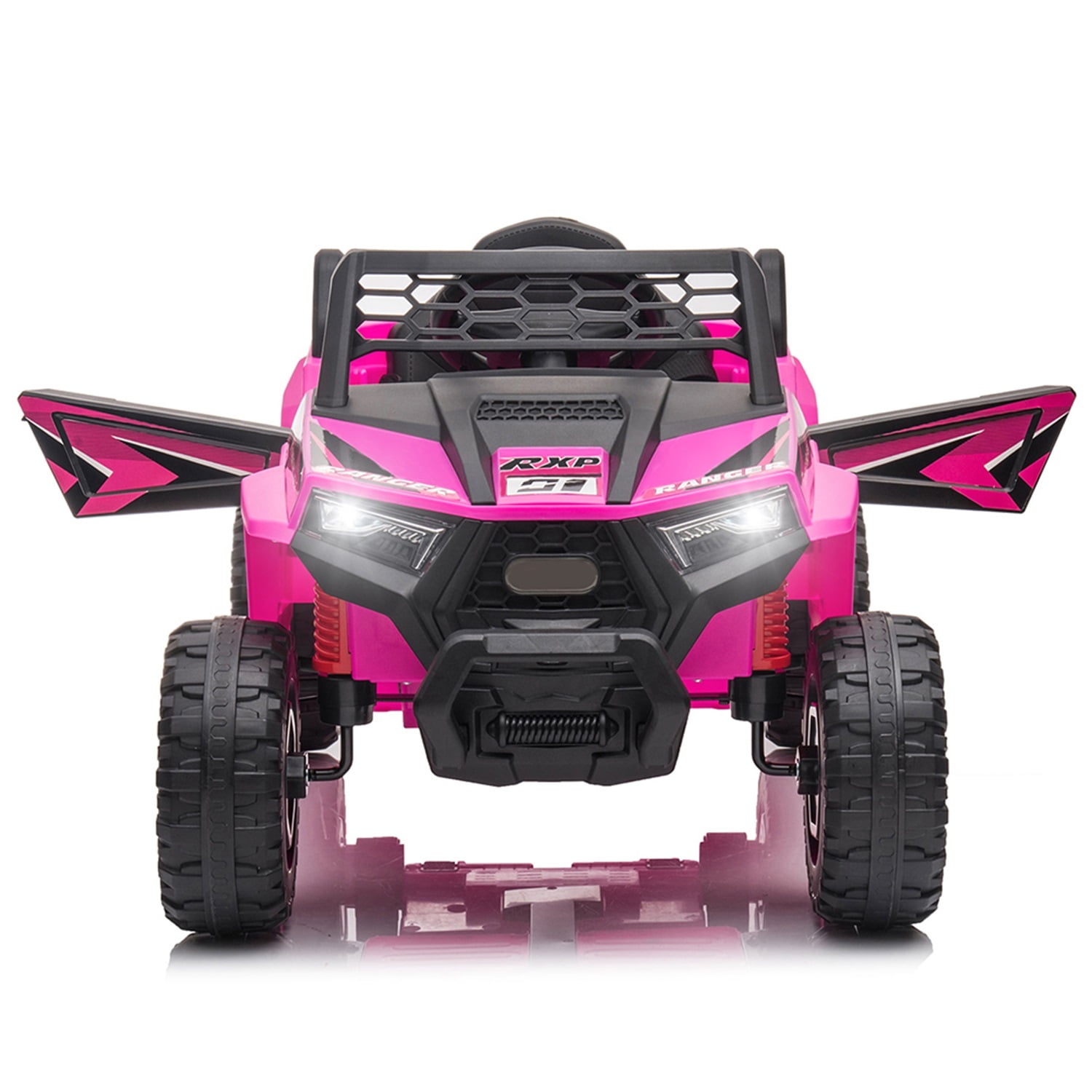 CIPACHO 12V Powered Ride-On UTV, Electric Kids Car with Front LED Lights and Horn, Foot Pedal, Music, LED, Pink