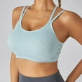 thumbnail image 4 of SMihono 2025 Sports Bra for Women v-Neck Strappy Criss Cross Yoga Bralette Thin Belt Shockproof New Breathable Underwear (Sky Blue L ), 4 of 6