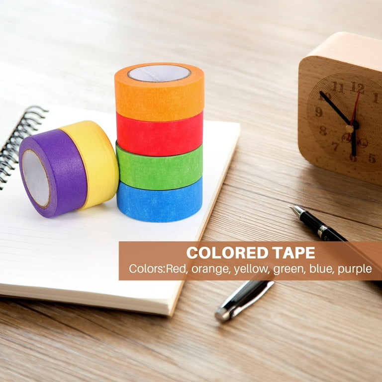 WOD Tape Colored Masking Tape Rainbow 1/4 in. x 60 yd. Fun Arts, 6 Pack 