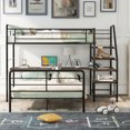 thumbnail image 2 of Churanty Twin Over Full Loft Bed Metal Frame with Desk and Ladder and Separate Platform Bed, 2 of 8