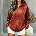 thumbnail image 2 of Women's Leopard Print Long Sleeve Zip Up Hoodie Loose Fit Pullover With Pockets, Casual Hooded Sweatshirt For Daily Wear, 2 of 5