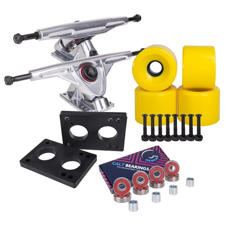 Cal 7 Longboard Skateboard Combo Package with 70mm Wheels & 180mm Lightweight Aluminum Trucks  Bearings Complete Set & Steel Hardware (Silver Trucks  Solid Yellow Wheels) price history on PriceWatchPro