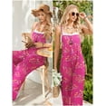 thumbnail image 5 of Ekouaer Womens Causal Sleeveless Jumpsuits Summer Boho Wide Leg Floral Rompers Pink Overalls with Pockets, 5 of 5