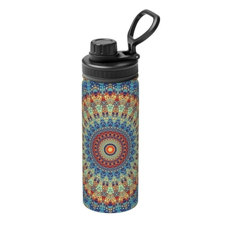 

Ocsxa Round Mandala Print 18oz Stainless Steel Water Bottle Unisex Water Bottle Insulated Sports Water Cup Flask for Cold Water Drinks/Sports/Travel/Car/School