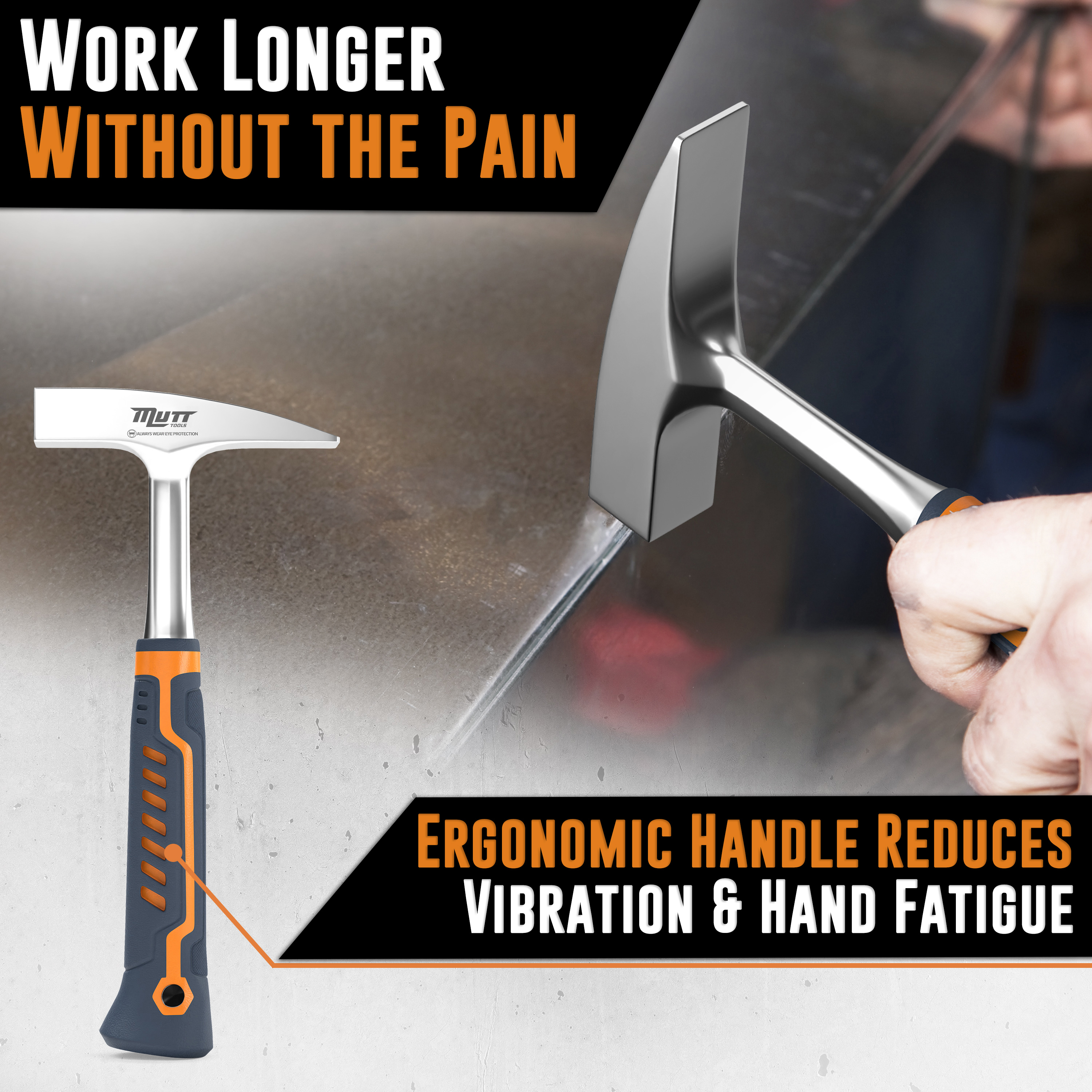 Mutt Tools 18oz Sheet Metal Hammer - Professional Tinners Hammer for Metal Shaping - Forged HVAC Hammer with Ergonomic Handle for Duct Work & Sheet Metal Projects