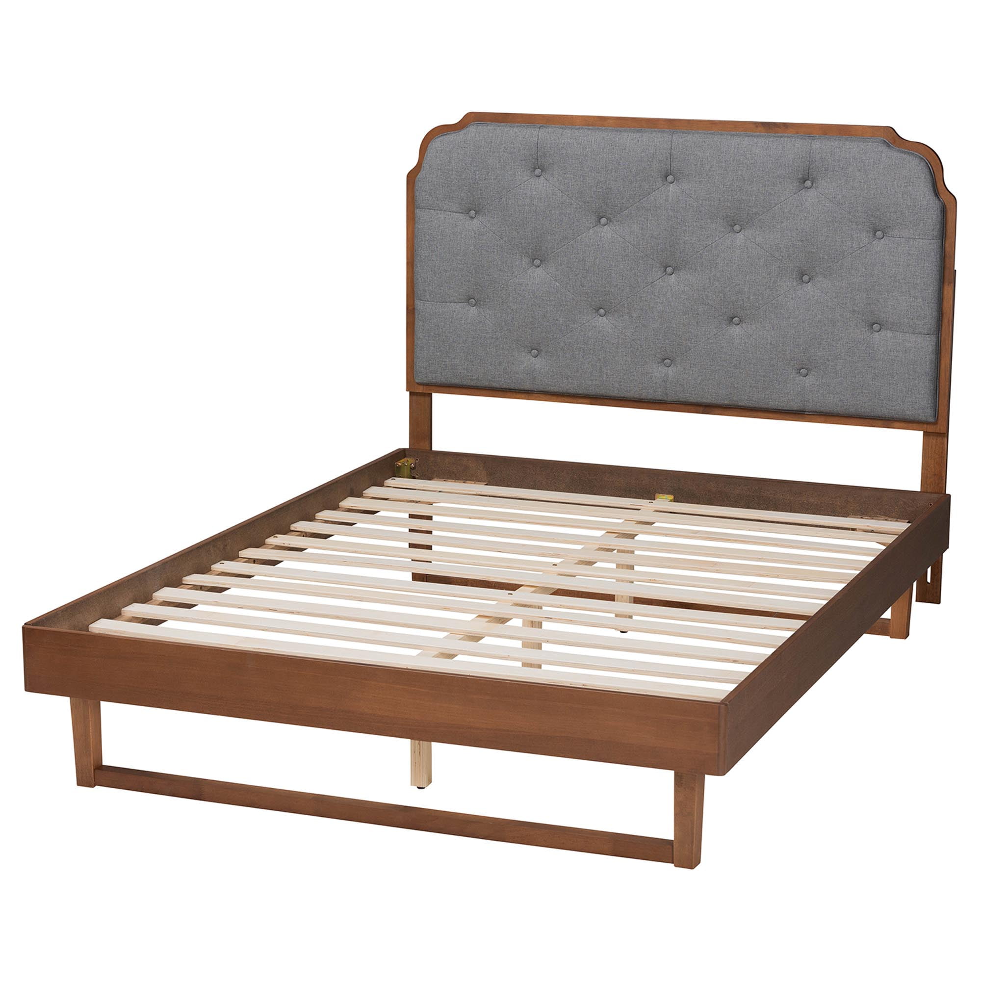 Baxton Studio Roald Mid-Century Platform bed, King, Walnut Brown