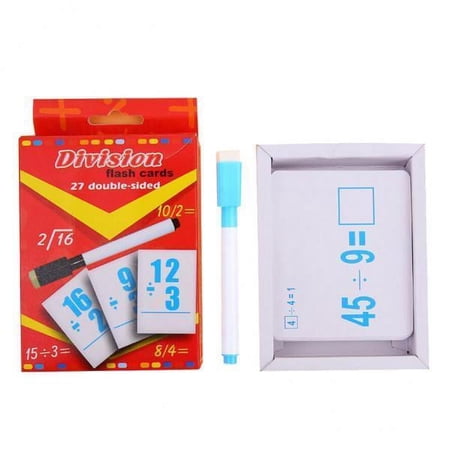 TISHITA 2x27 Pieces Double Sided Educational Arithmetic Flash Cards with Erasable Pen Division 2 Pcs