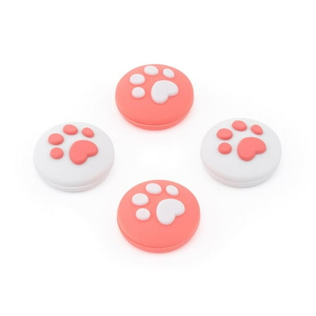 GeekShare Thumb Grip Caps Cat Paw Joystick Cover for Nintendo Switch/OLED/Lite 4PCS - Coral Pink