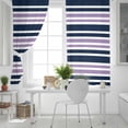 thumbnail image 5 of Fsddascl Navy Blue Purple Striped Blackout Curtains for Bedroom/Living Room, Thermal Insulated Kitchen Curtains, Gradient Horizontal Lines Grommet Darkening Window Treatment Drapes 27.5"x39"x2, 5 of 6