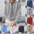 thumbnail image 3 of Men Casual Loose Long Sleeve Button Down Pullover Shirts Sweatshirts V Neck Tops, 3 of 8