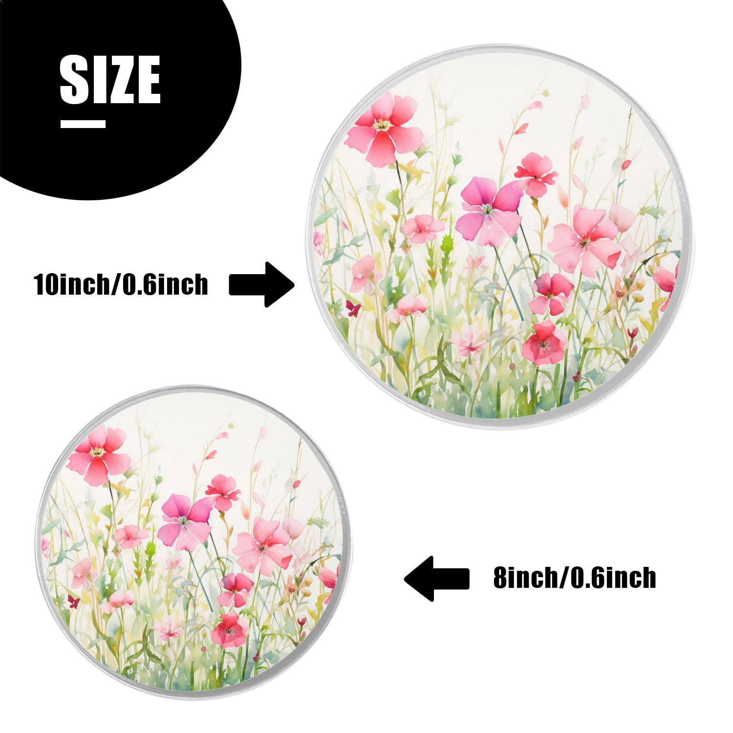 Round Stove Burner Covers 4 Pcs for Home Decor Cooktop Decorative ,Pink Flowers colorful, Metal Round Stove Burner Covers 8Inch And 10Inch