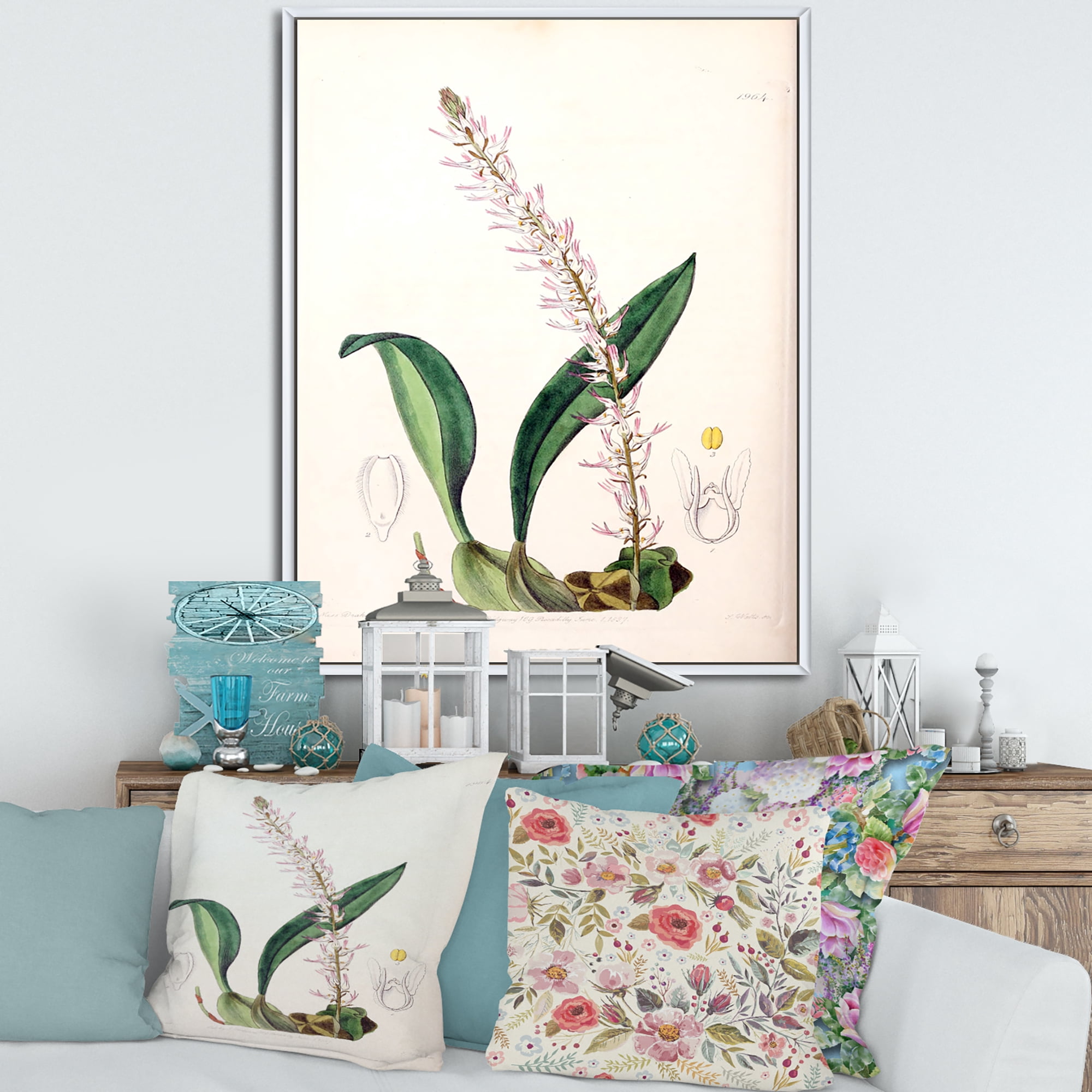 Designart 'Ancient London Plants V' Traditional Framed Canvas Wall Art Print